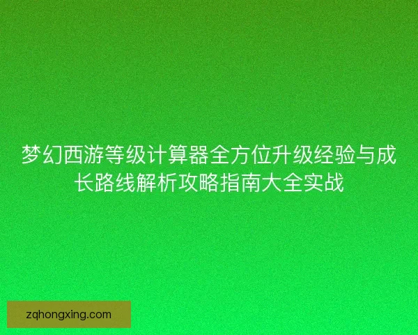 梦幻西游等级计算器全方位升级经验与成长路线解析攻略指南大全实战 梦幻西游等级计算器全方位升级经验与成长路线解析攻略指南大全实战