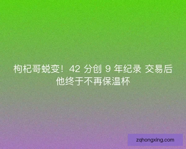 枸杞哥蜕变！42 分创 9 年纪录 交易后他终于不再保温杯