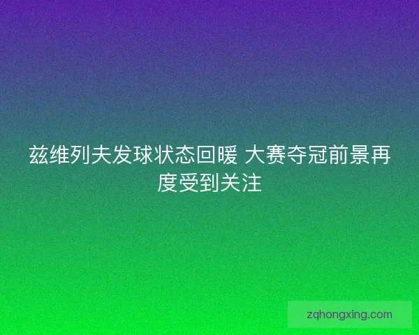 兹维列夫发球状态回暖 大赛夺冠前景再度受到关注